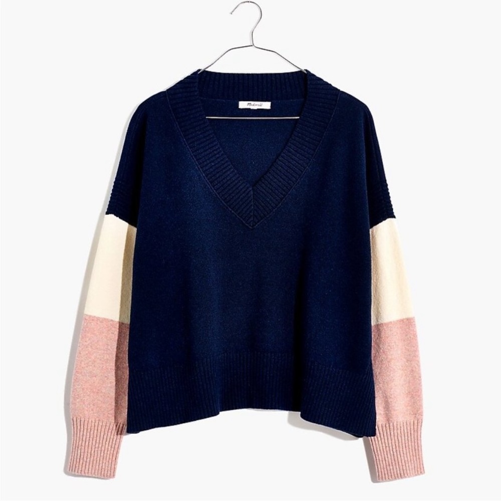 Madewell Charleston Colorblock V-Neck Sweater Size Large
